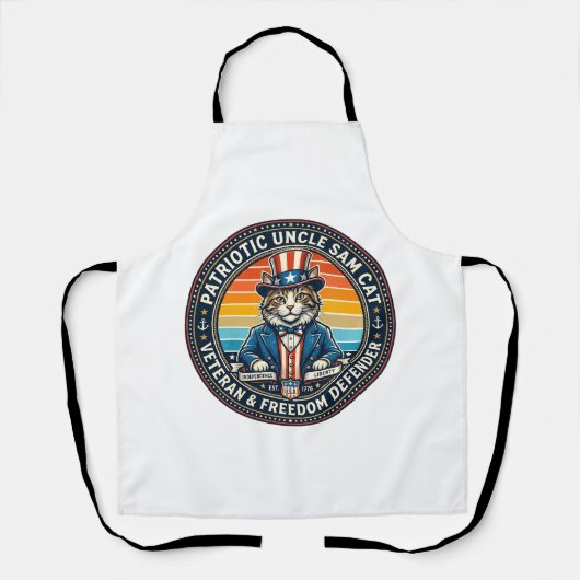 Patriotic Uncle Sam Cat Retro Sunset T-Shirt (2)_1 Schort (Voorkant)