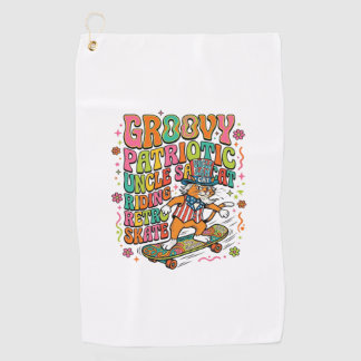 Patriotic Uncle Sam Cat Retro Typography T-Shirt ( Golfhanddoek