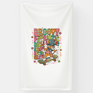 Patriotic Uncle Sam Cat Retro Typography T-Shirt ( Spandoek