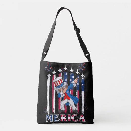 Patriotic Uncle Sam Dabbing 4th of July Crossbody Tas (Achterkant)