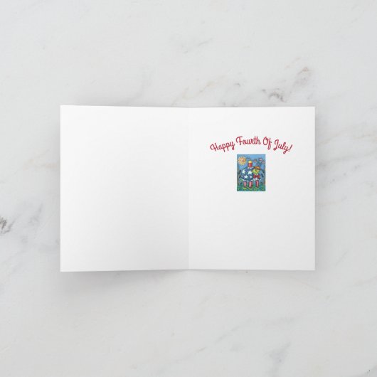 PATRIOTIC UNCLE SAM TURTLE, FUNNY FIRECRACKER Cute Feestdagen Kaart (Binnen)