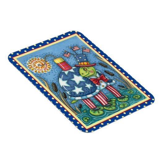 PATRIOTIC UNCLE SAM TURTLE, FUNNY FIRECRACKER Cute Magneet (Rechterzijde)