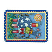 PATRIOTIC UNCLE SAM TURTLE, FUNNY FIRECRACKER Cute Magneet (Horizontaal)
