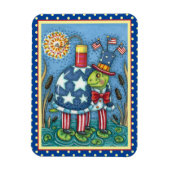 PATRIOTIC UNCLE SAM TURTLE, FUNNY FIRECRACKER Cute Magneet (Verticaal)