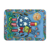 PATRIOTIC UNCLE SAM TURTLE, FUNNY FIRECRACKER Cute Magneet (Horizontaal)