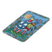 PATRIOTIC UNCLE SAM TURTLE, FUNNY FIRECRACKER Cute Magneet (Linkerzijde)