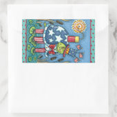 PATRIOTIC UNCLE SAM TURTLE, FUNNY FIRECRACKER Cute Rechthoekige Sticker (Tas)