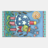 PATRIOTIC UNCLE SAM TURTLE, FUNNY FIRECRACKER Cute Rechthoekige Sticker (Voorkant)