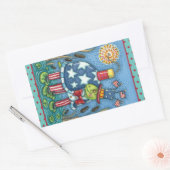 PATRIOTIC UNCLE SAM TURTLE, FUNNY FIRECRACKER Cute Rechthoekige Sticker (Envelop)