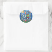 PATRIOTIC UNCLE SAM TURTLE, FUNNY FIRECRACKER Cute Ronde Sticker (Tas)