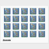 PATRIOTIC UNCLE SAM TURTLE, FUNNY FIRECRACKER Cute Vierkante Sticker (Vel)