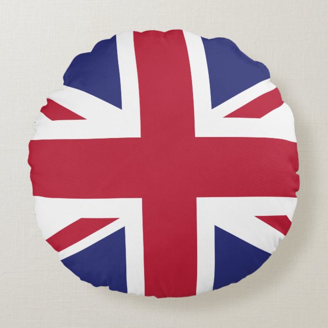 Patriotic United Kingdom Flag Rond Kussen (Voorkant)