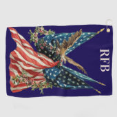 Patriotic US Flag And Bald Eagle American Flag Golfhanddoek (Horizontaal)