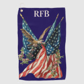 Patriotic US Flag And Bald Eagle American Flag Golfhanddoek (Voorkant)