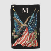 Patriotic US Flag And Eagle American Flag Golfhanddoek (Voorkant)
