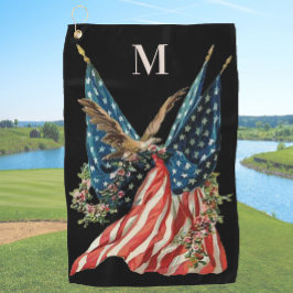 Patriotic US Flag And Eagle American Flag Golfhanddoek