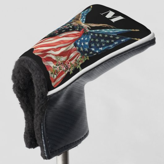 Patriotic US Flag And Eagle Custom Monogram Golfheadcover (3/4 voorkant)