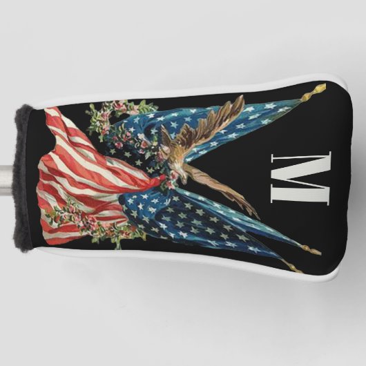 Patriotic US Flag And Eagle Custom Monogram Golfheadcover (Voorkant)