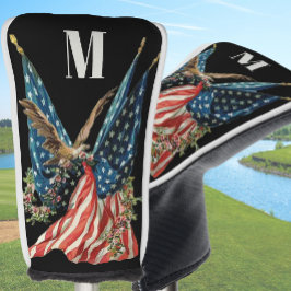 Patriotic US Flag And Eagle Custom Monogram Golfheadcover