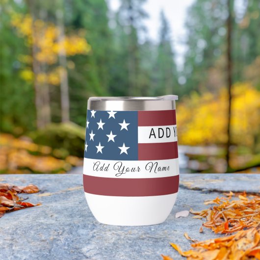 Patriotic US Flag Custom Text Name (Buiten)