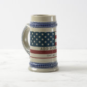 Patriotic US Flag Custom Text Name Bierpul (Voorkant links)