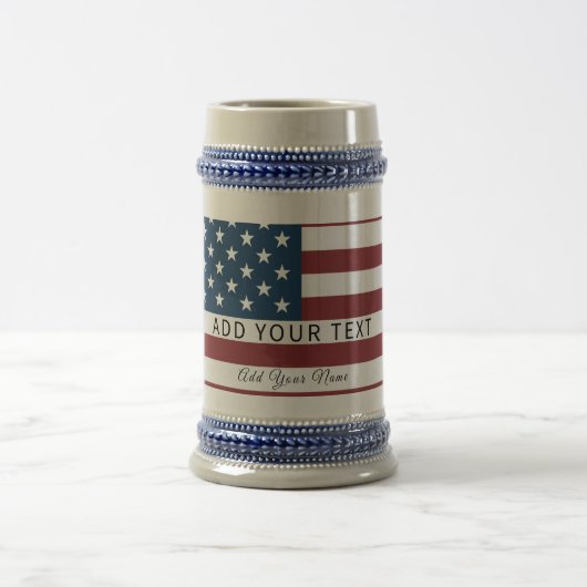 Patriotic US Flag Custom Text Name Bierpul (Center)