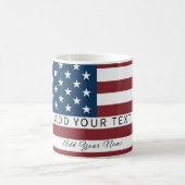 Patriotic US Flag Custom Text Name Koffiemok (Center)