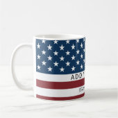 Patriotic US Flag Custom Text Name Koffiemok (Links)