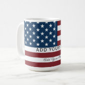 Patriotic US Flag Custom Text Name  Koffiemok (Voorkant links)