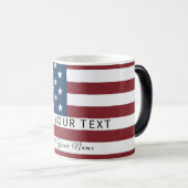 Patriotic US Flag Custom Text Name Magische Mok (Voorkant rechts)