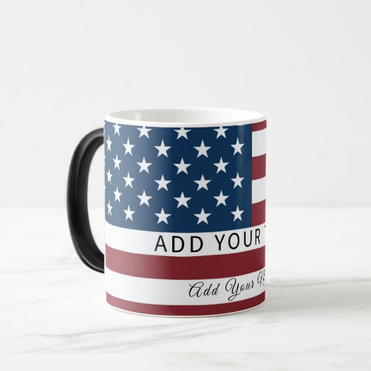 Patriotic US Flag Custom Text Name Magische Mok (Voorkant links)