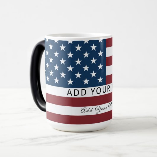 Patriotic US Flag Custom Text Name Magische Mok (Voorkant links)