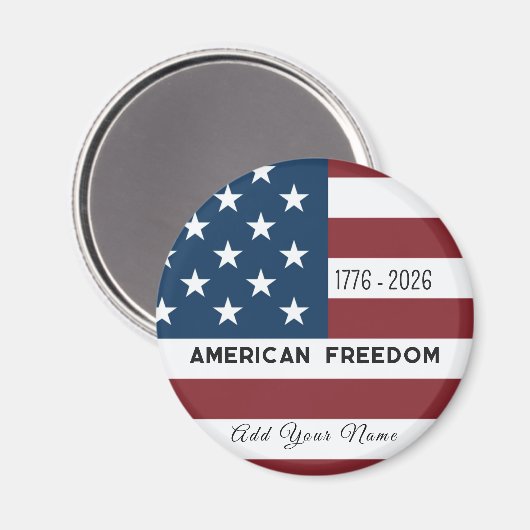 Patriotic US Flag Custom Text Name Magneet (Voorkant / Achterkant)