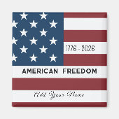 Patriotic US Flag Custom Text Name Magneet (Voorkant)
