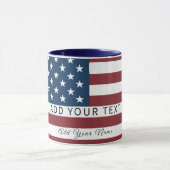 Patriotic US Flag Custom Text Name Mok (Midden)