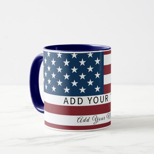 Patriotic US Flag Custom Text Name Mok (Voorkant links)