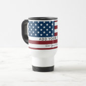 Patriotic US Flag Custom Text Name Reisbeker (Voorkant links)