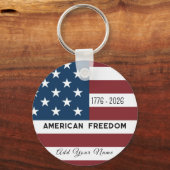 Patriotic US Flag Custom Text Name Sleutelhanger (Voorkant)