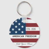 Patriotic US Flag Custom Text Name Sleutelhanger (Achterkant)