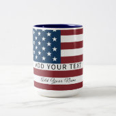 Patriotic US Flag Custom Text Name  Tweekleurige Koffiemok (Center)
