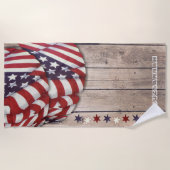 Patriotic US Red White Blue Stars Namaste Custom Strandlaken (Voorkant)