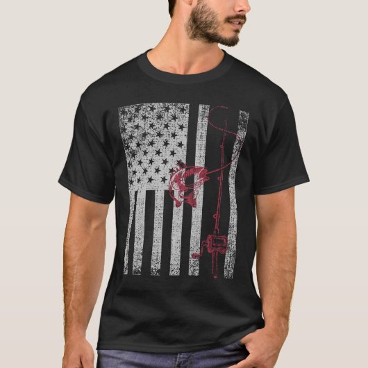  Patriotic USA American Flag Bass Vist T-shirt (Voorkant)
