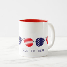 Patriotic USA Aviator Zonnebril Voeg eigen tekst t Tweekleurige Koffiemok