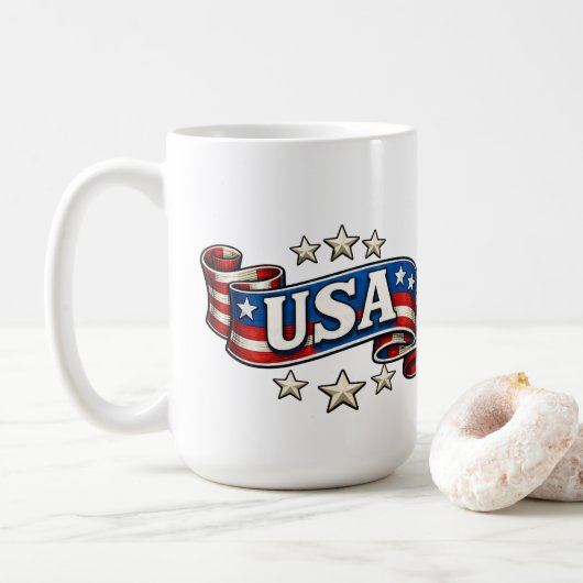Patriotic USA Banner Koffiemok (Met donut)