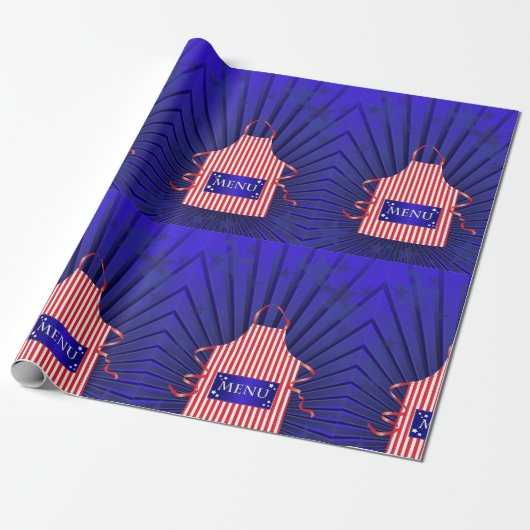 Patriotic USA Chef Rood Wit Blauw BBQ Koken Cadeaupapier (Uitgerold)