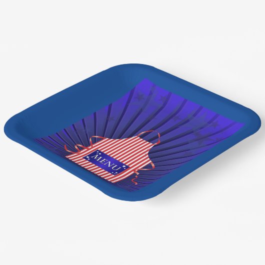 Patriotic USA Chef Rood Wit Blauw BBQ Koken Papieren Bordje (Gebogen)