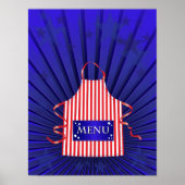 Patriotic USA Chef Rood Wit Blauw BBQ Koken Poster (Voorkant)