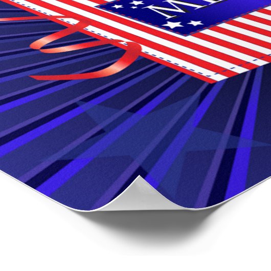 Patriotic USA Chef Rood Wit Blauw BBQ Koken Poster (Hoek)