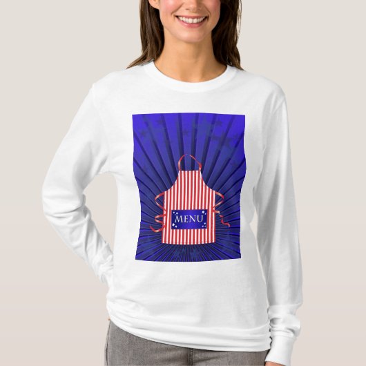 Patriotic USA Chef Rood Wit Blauw BBQ Koken T-shirt (Voorkant)