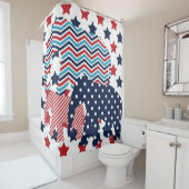 Patriotic USA Elephant Trio Douchegordijn (In situ)